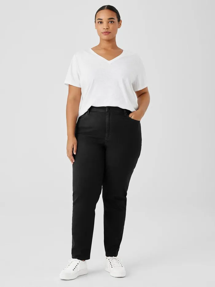 Pants Shorts and Jumpsuits Women Eileen Fisher Organic Cotton Denim Slim Jean Black