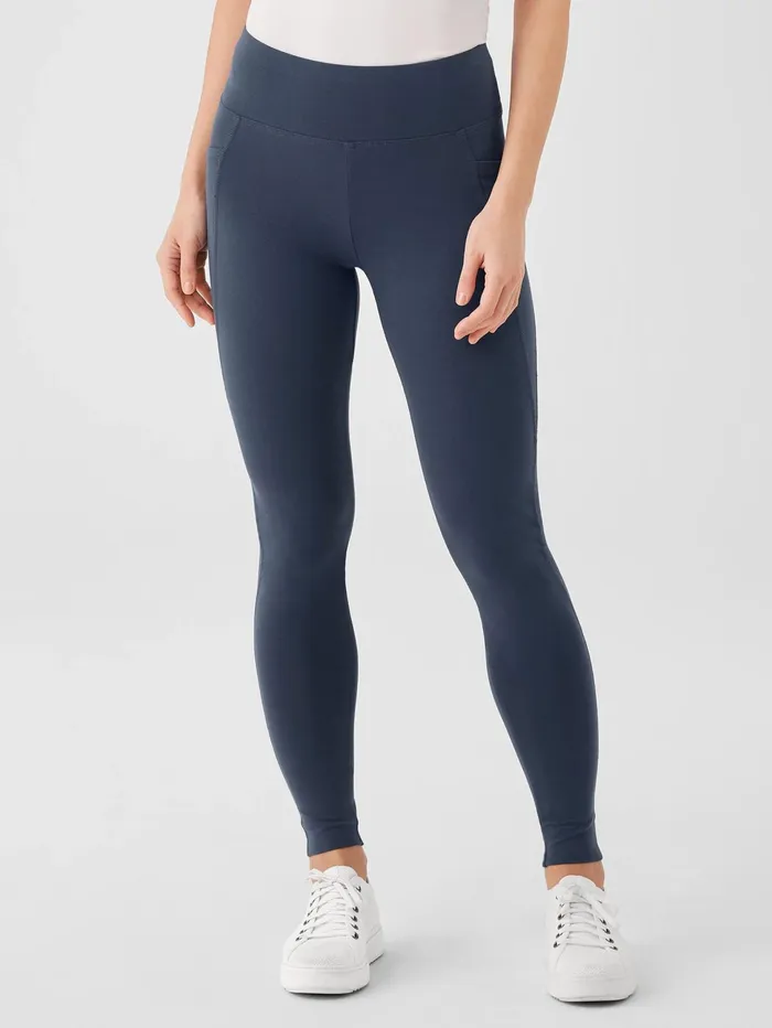 Pants Shorts and Jumpsuits Women Eileen Fisher Pima Cotton Stretch Jersey HighWaisted Leggings Ocean