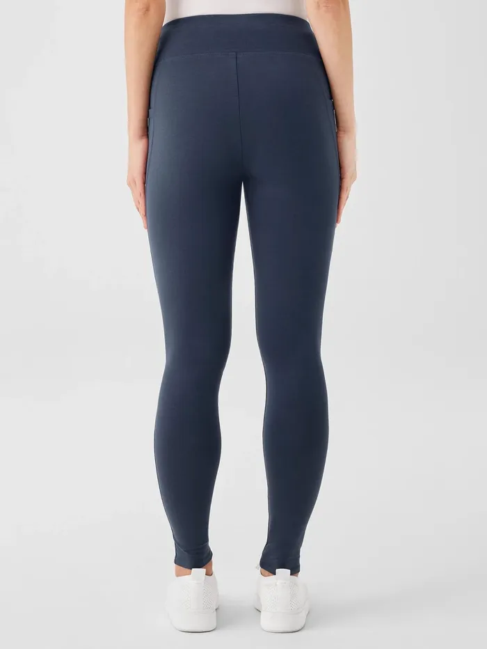 Pants Shorts and Jumpsuits Women Eileen Fisher Pima Cotton Stretch Jersey HighWaisted Leggings Ocean