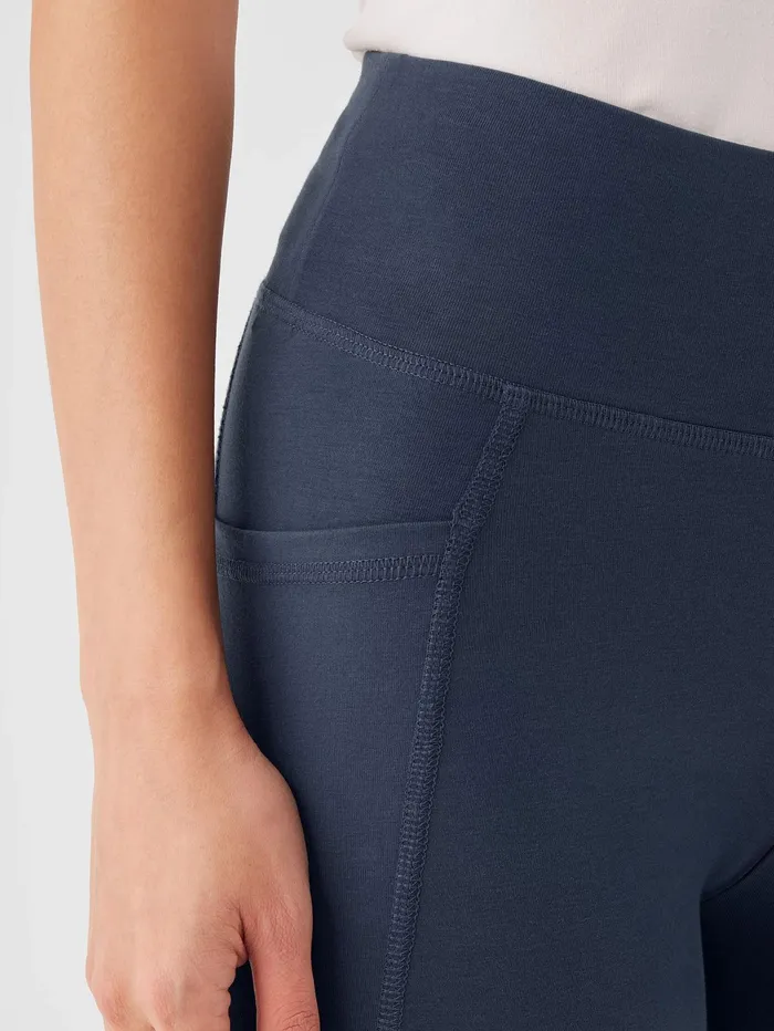 Pants Shorts and Jumpsuits Women Eileen Fisher Pima Cotton Stretch Jersey HighWaisted Leggings Ocean
