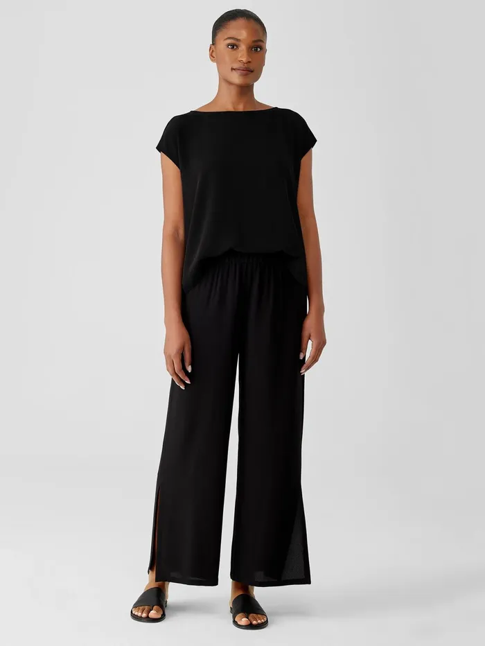 Pants Shorts and Jumpsuits Women Eileen Fisher Silk Georgette Crepe Pant With Slits Black Pants Shorts and Jumpsuits Women Eileen Fisher Silk Georgette Crepe Pant With Slits Black