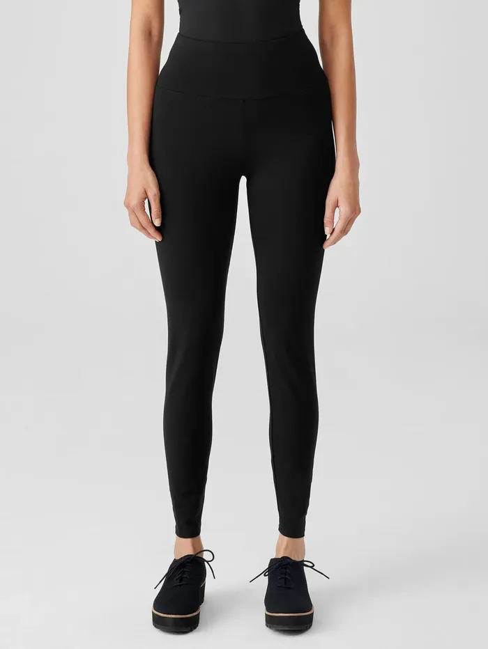 Pants Shorts and Jumpsuits Women Eileen Fisher Stretch Jersey Knit HighWaisted Leggings Black