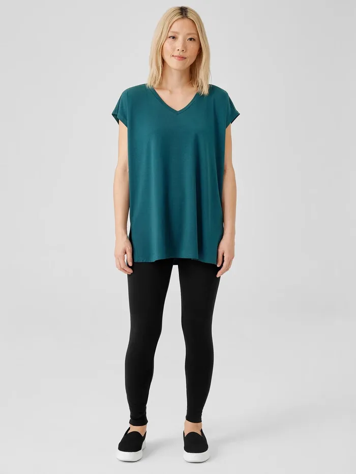 Pants Shorts and Jumpsuits Women Eileen Fisher Stretch Jersey Knit HighWaisted Leggings Black