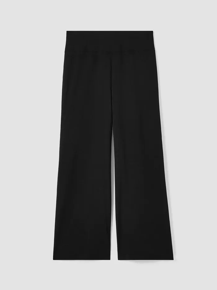 Pants Shorts and Jumpsuits Women Eileen Fisher Stretch Jersey Knit WideLeg Pant Black