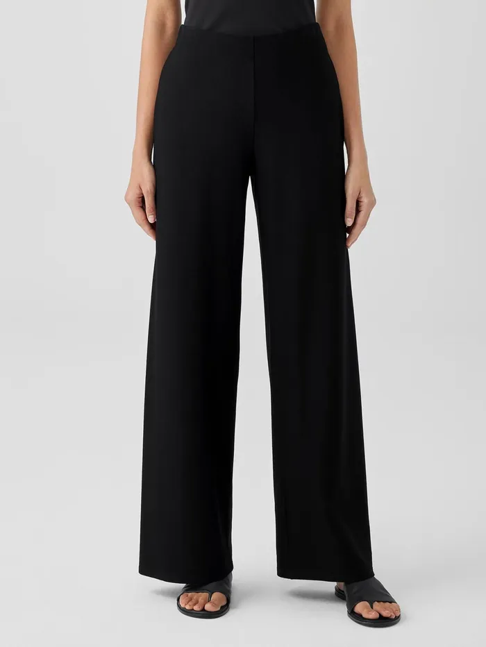 Pants Shorts and Jumpsuits Women Eileen Fisher Washable Stretch Crepe HighWaisted Wide Pant Black