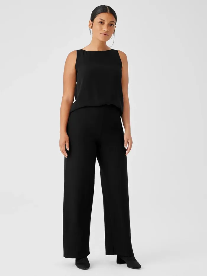 Pants Shorts and Jumpsuits Women Eileen Fisher Washable Stretch Crepe HighWaisted Wide Pant Black