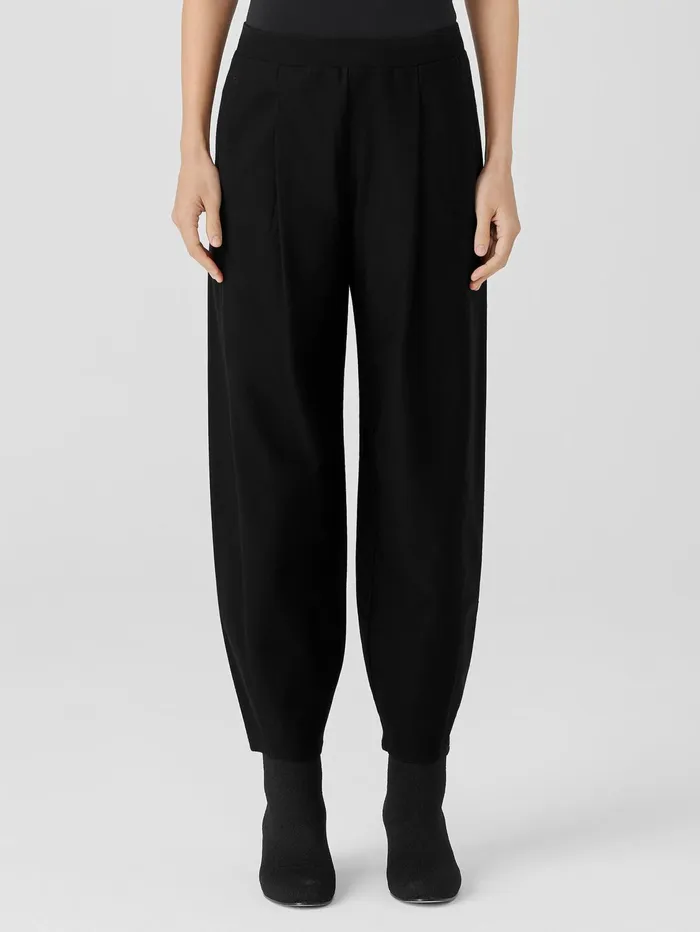 Pants Shorts and Jumpsuits Women Eileen Fisher Washable Stretch Crepe Pleated Lantern Pant Black