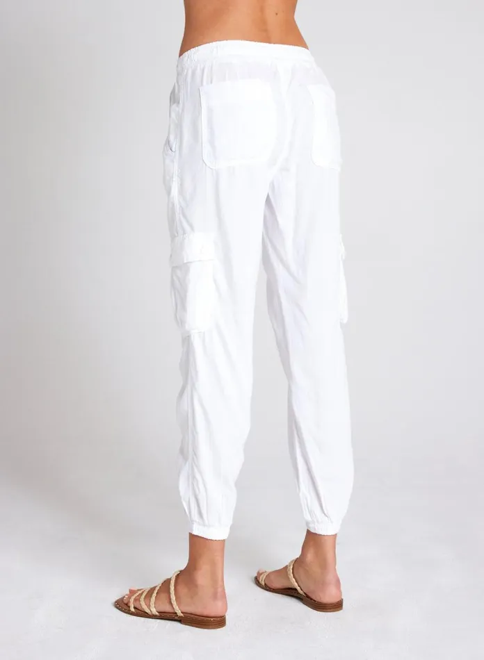 Pants Women Bella Dahl Cargo Track Pants 8211 White Pants Women Bella Dahl Cargo Track Pants 8211 White