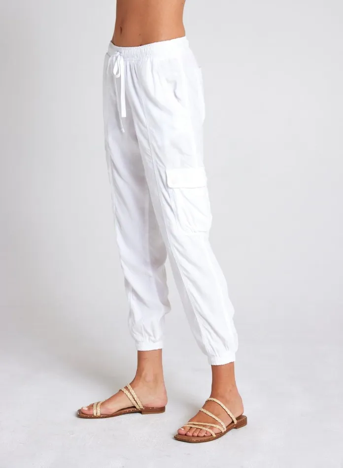 Pants Women Bella Dahl Cargo Track Pants 8211 White Pants Women Bella Dahl Cargo Track Pants 8211 White