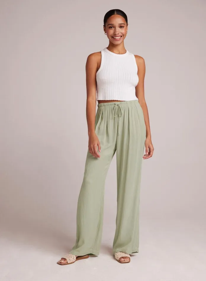Pants Women Bella Dahl Easy Pleated Wide Leg Pant 8211 Coastal Sage