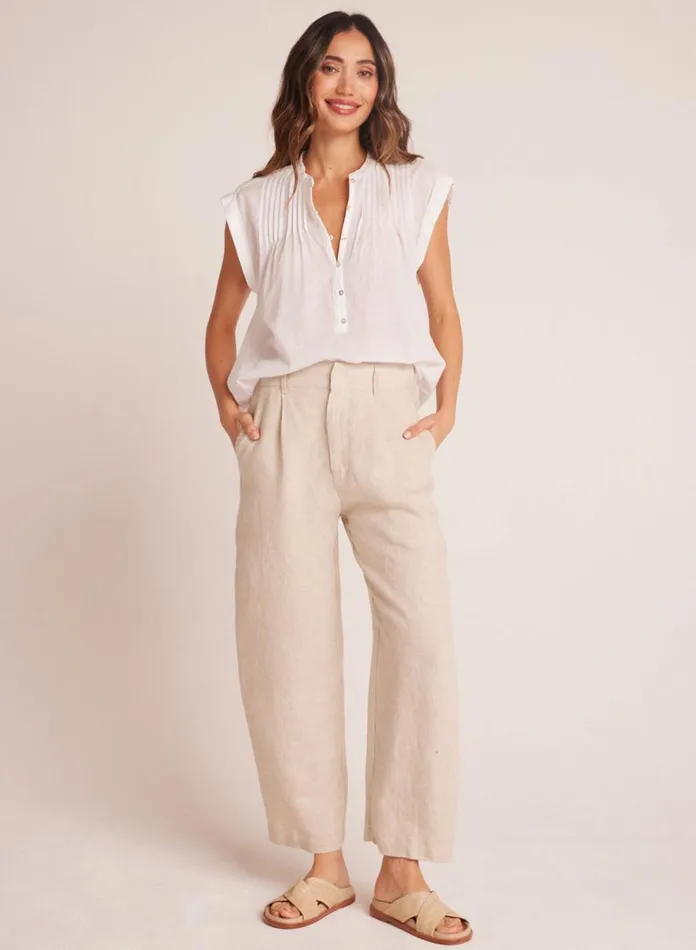 Pants Women Bella Dahl Relaxed Pleat Front Trouser 8211 Linen Sand