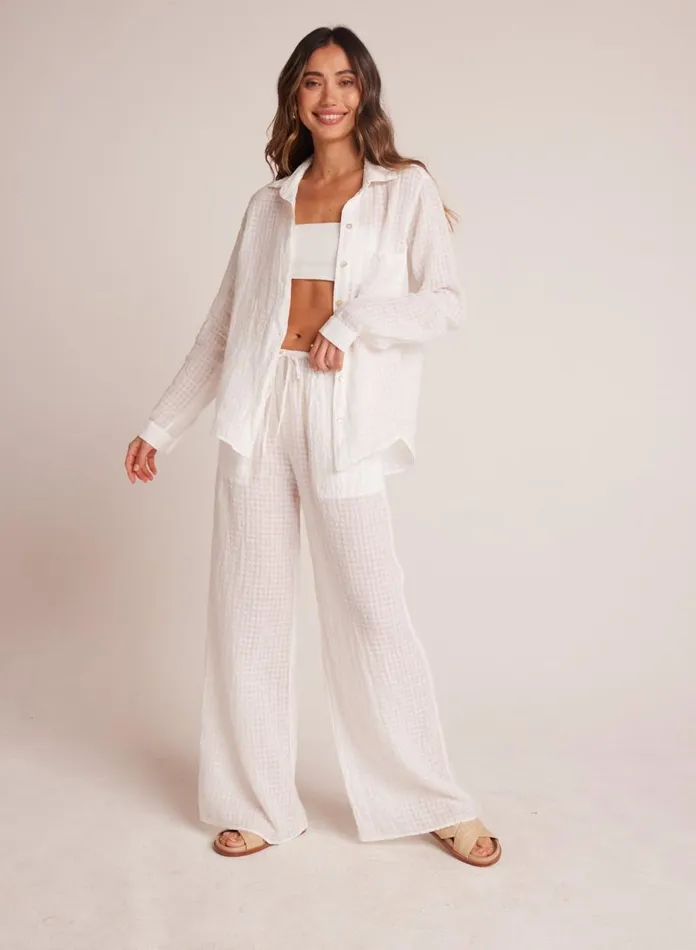 Pants Women Bella Dahl Wide Leg Pocket Beach Pant 8211 White