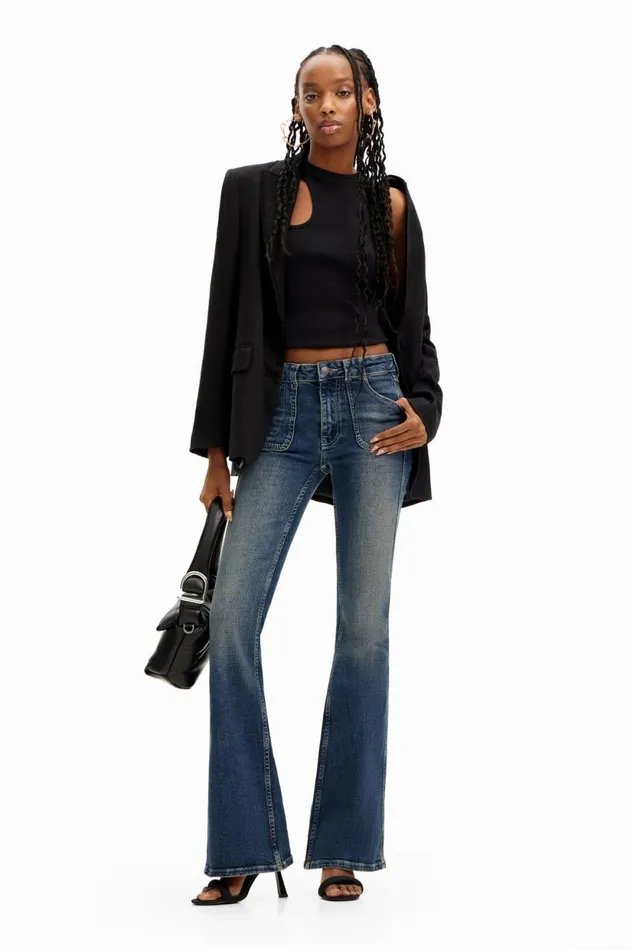 Pants Women Desigual Flare Jeans Blue