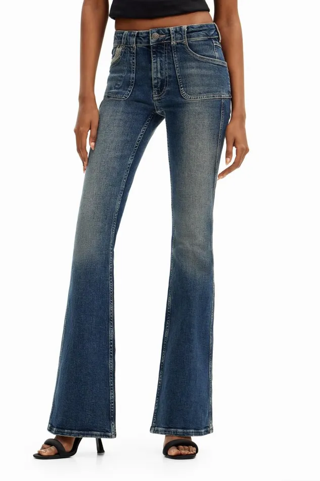 Pants Women Desigual Flare Jeans Blue