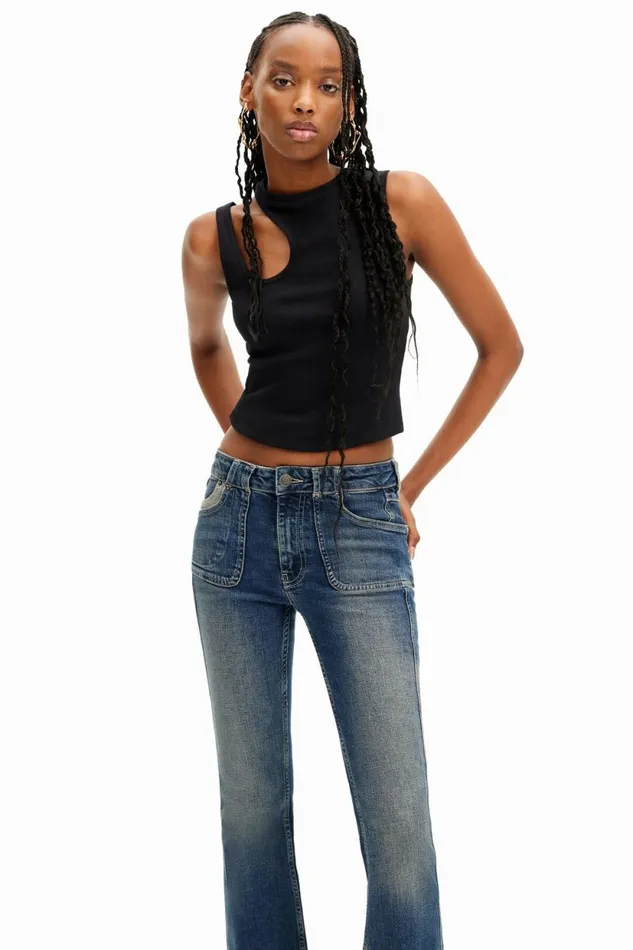 Pants Women Desigual Flare Jeans Blue