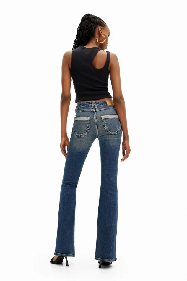 Pants Women Desigual Flare Jeans Blue