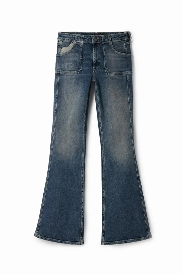 Pants Women Desigual Flare Jeans Blue