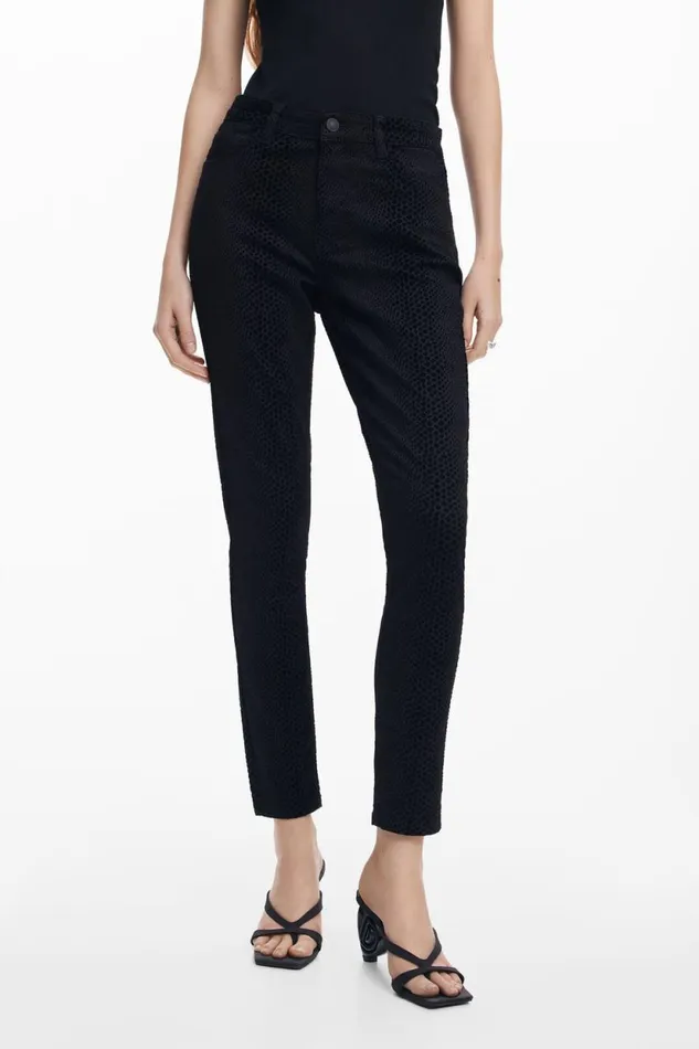 Pants Women Desigual Slim Denim Pants Black