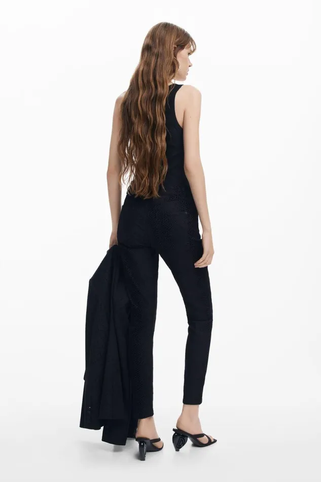 Pants Women Desigual Slim Denim Pants Black
