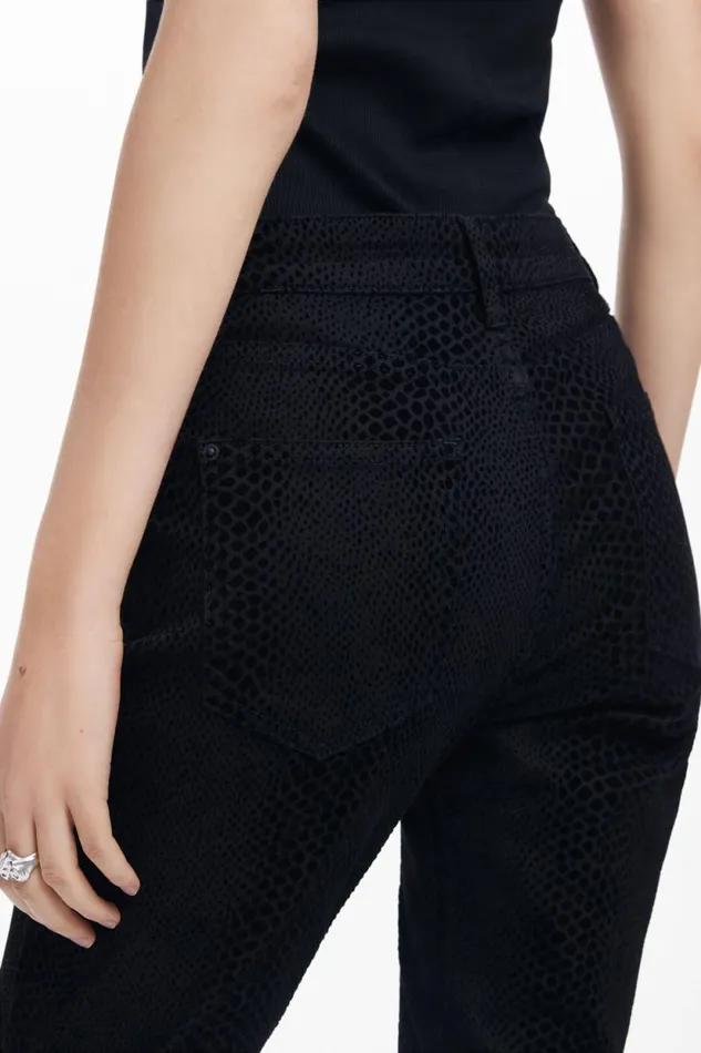 Pants Women Desigual Slim Denim Pants Black