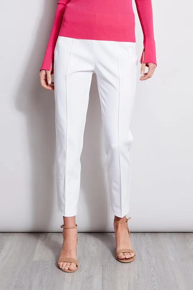Pants Women Elie Tahari Pintuck Cropped Stretch Twill Pant WHITE
