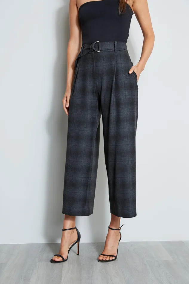 Pants Women Elie Tahari Plaid Pleat Pant BLACK MULTI