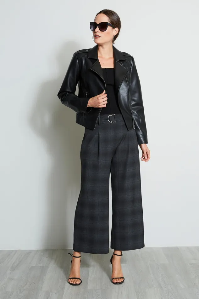 Pants Women Elie Tahari Plaid Pleat Pant BLACK MULTI