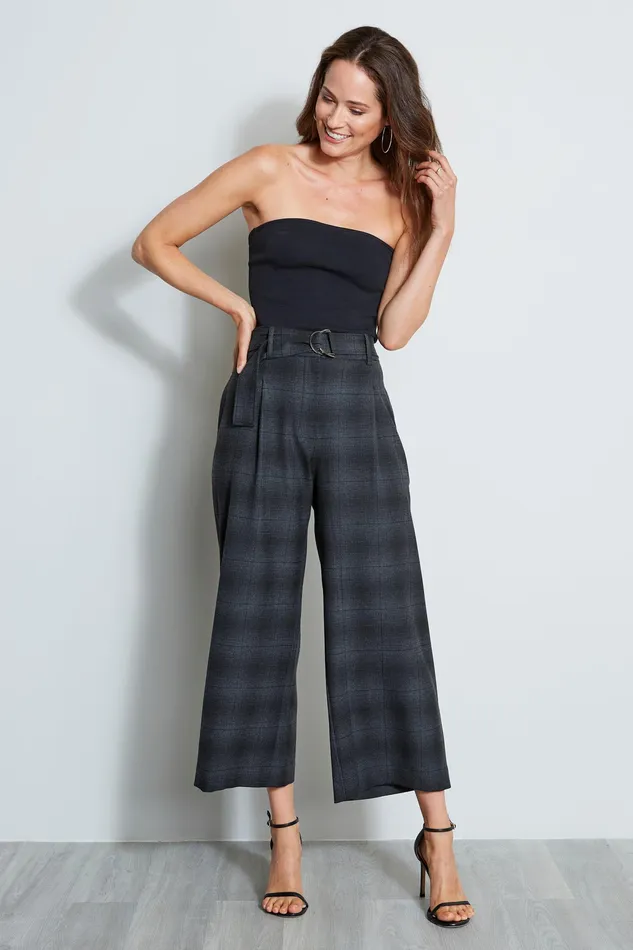 Pants Women Elie Tahari Plaid Pleat Pant BLACK MULTI