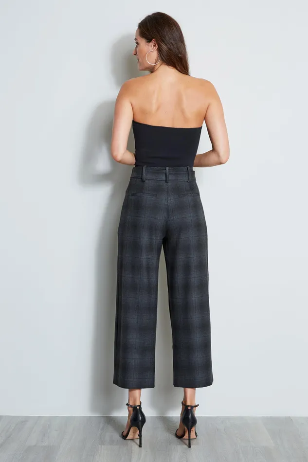 Pants Women Elie Tahari Plaid Pleat Pant BLACK MULTI
