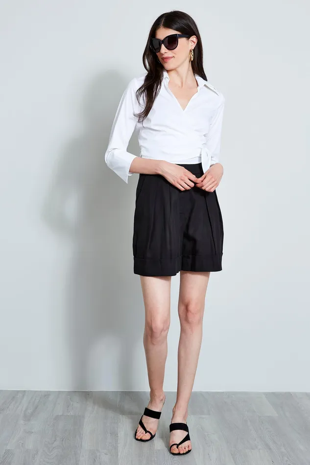 Pants Women Elie Tahari Pleated Short Noir