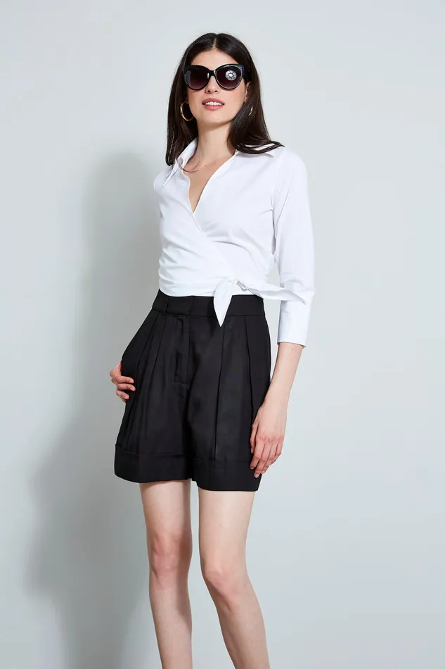 Pants Women Elie Tahari Pleated Short Noir