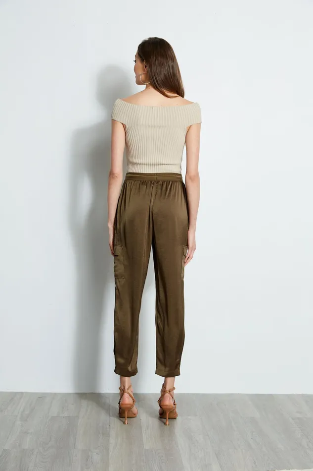 Pants Women Elie Tahari Satin Cargo Pocket Pant SAVOY