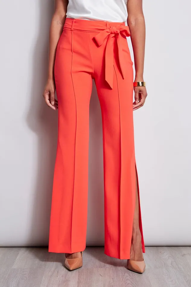 Pants Women Elie Tahari Side Slit Sash Pant TOMATO