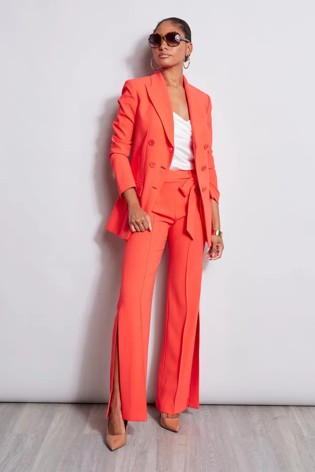 Pants Women Elie Tahari Side Slit Sash Pant TOMATO