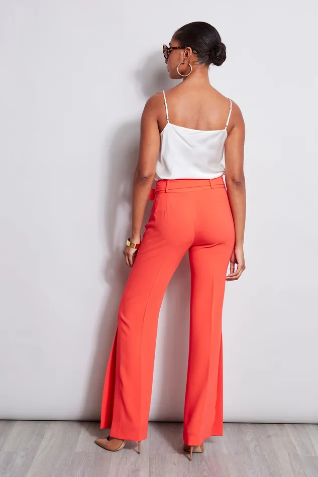 Pants Women Elie Tahari Side Slit Sash Pant TOMATO