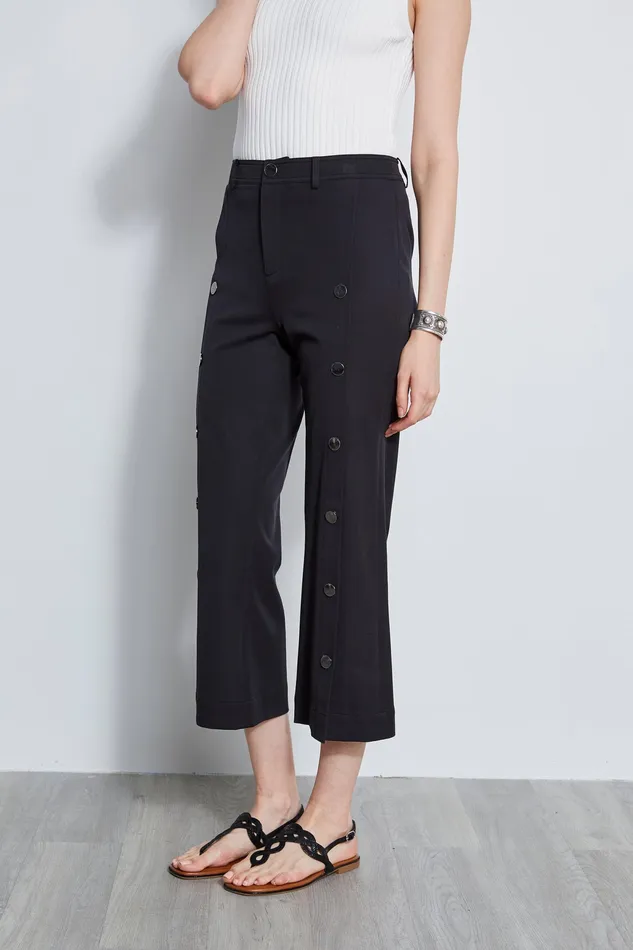 Pants Women Elie Tahari Stretch Twill Snap Pant BLACK