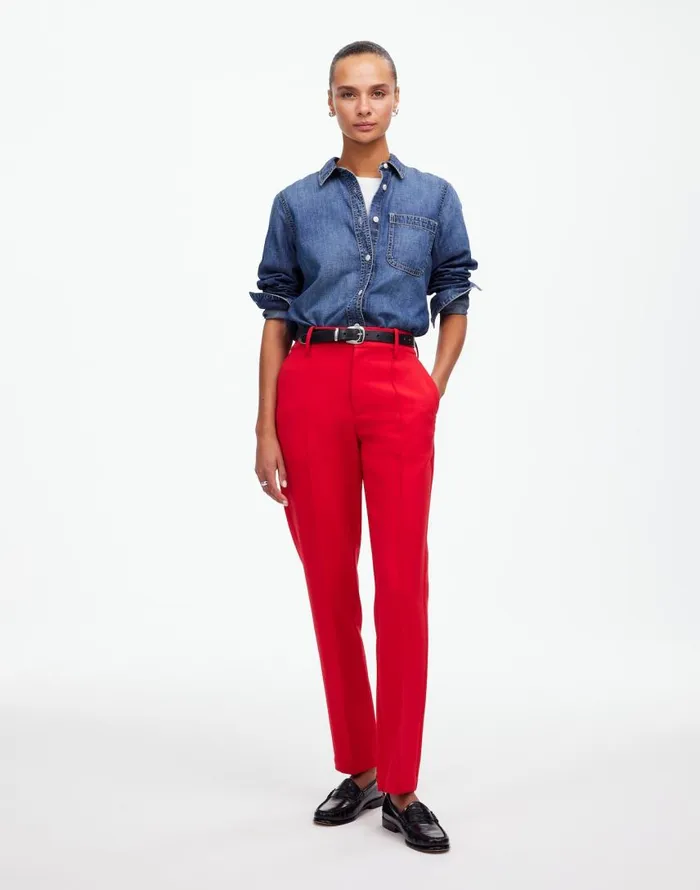 Pants Women Madewell MidRise Slim Ankle Pant Bright Cherry