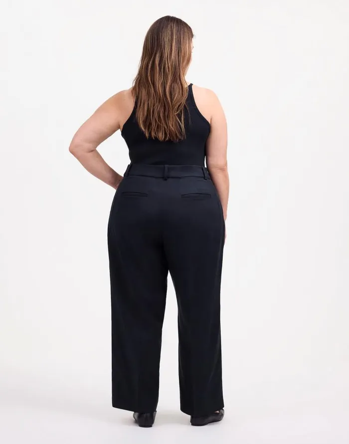 Pants Women Madewell Plus Slouchy Straight Pants In Drapey Twill True Black