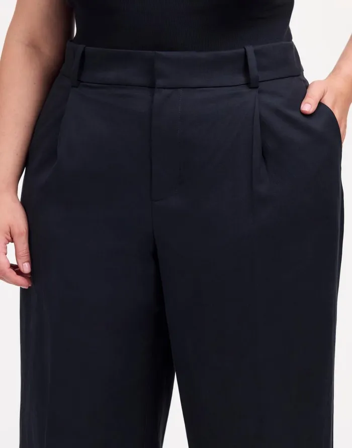 Pants Women Madewell Plus Slouchy Straight Pants In Drapey Twill True Black