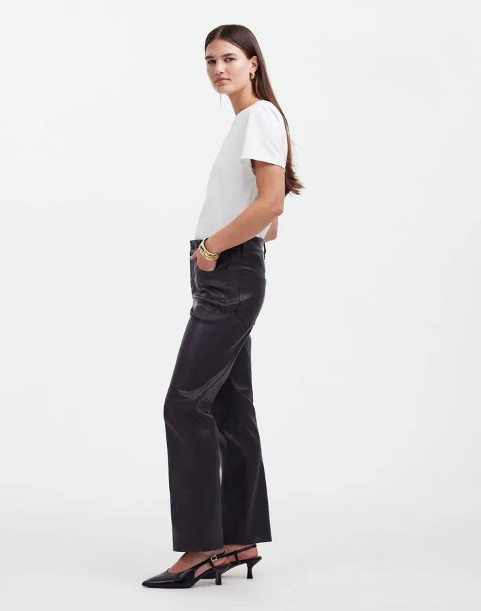 Pants Women Madewell The 03990s Straight MidRise Pant In Leather True Black