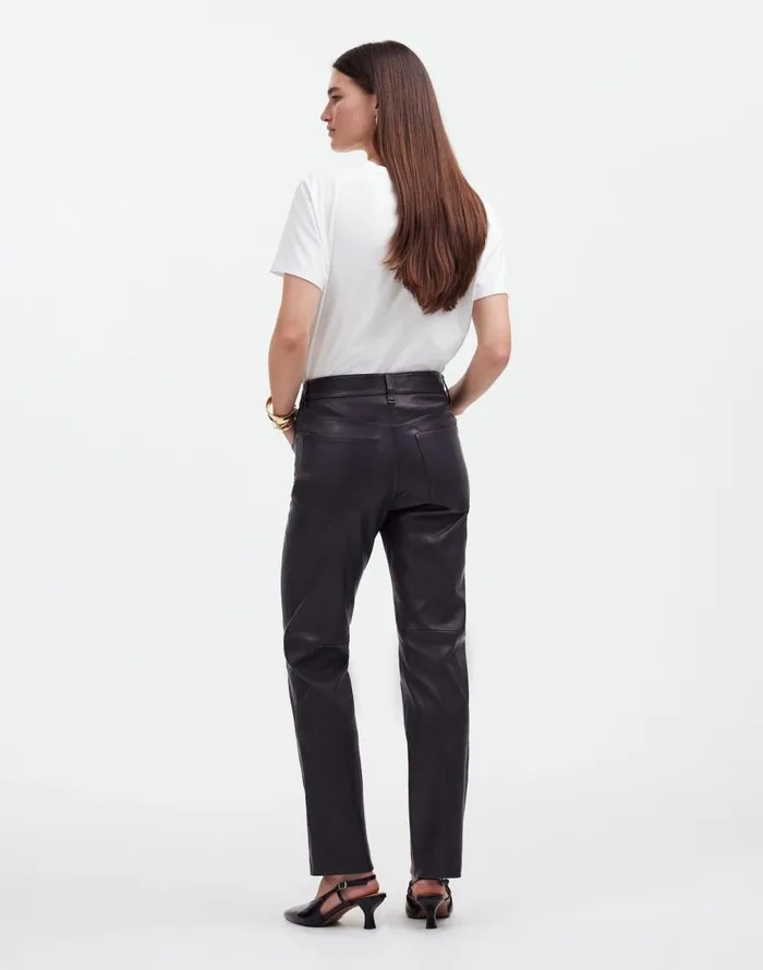 Pants Women Madewell The 03990s Straight MidRise Pant In Leather True Black