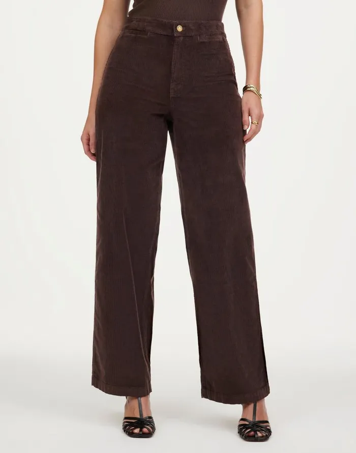 Pants Women Madewell The Curvy Emmett WideLeg Pant In Corduroy Welt Pocket Edition Dark Carob