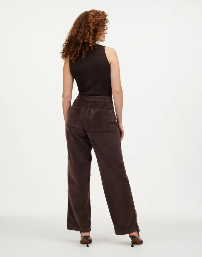 Pants Women Madewell The Curvy Emmett WideLeg Pant In Corduroy Welt Pocket Edition Dark Carob