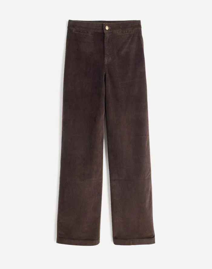 Pants Women Madewell The Curvy Emmett WideLeg Pant In Corduroy Welt Pocket Edition Dark Carob