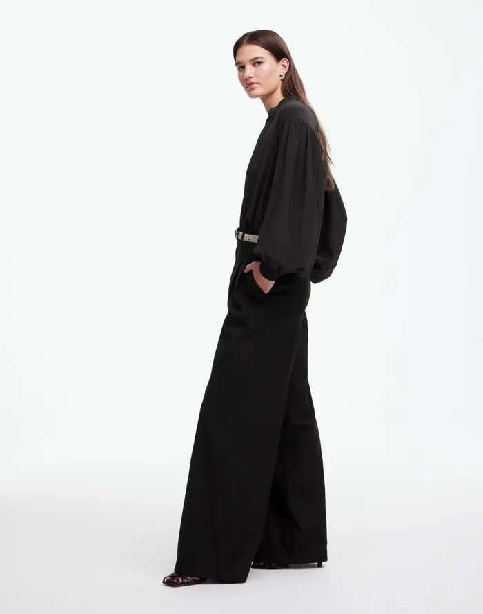Pants Women Madewell The Harlow SuperwideLeg Trouser In Flannel Black