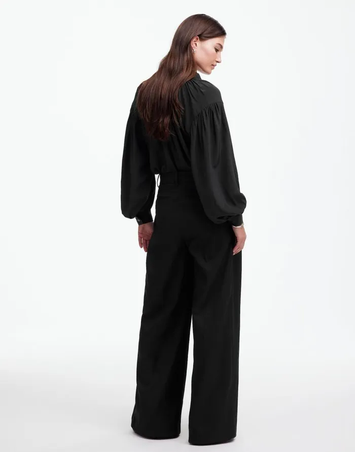 Pants Women Madewell The Harlow SuperwideLeg Trouser In Flannel Black