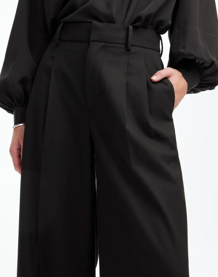 Pants Women Madewell The Harlow SuperwideLeg Trouser In Flannel Black
