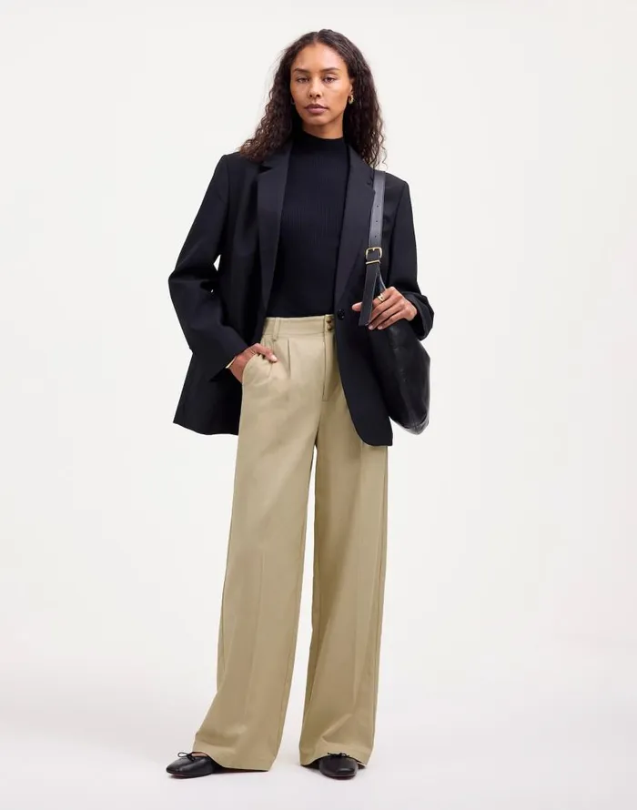 Pants Women Madewell The Harlow WideLeg Pant In Drapey Twill Vintage Khaki