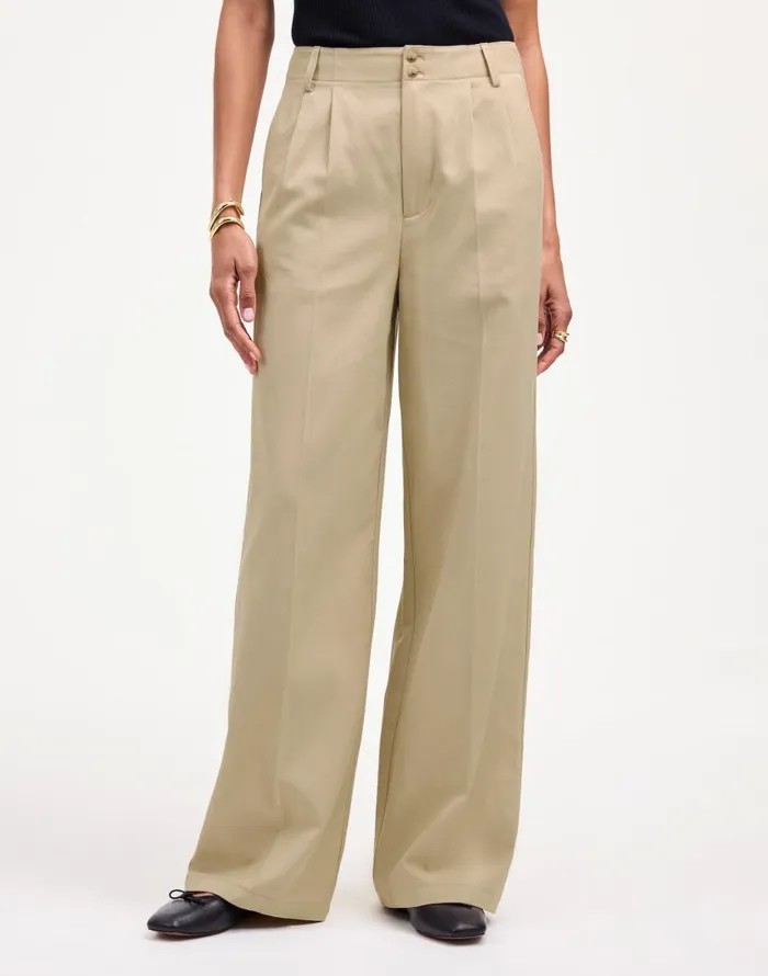 Pants Women Madewell The Harlow WideLeg Pant In Drapey Twill Vintage Khaki