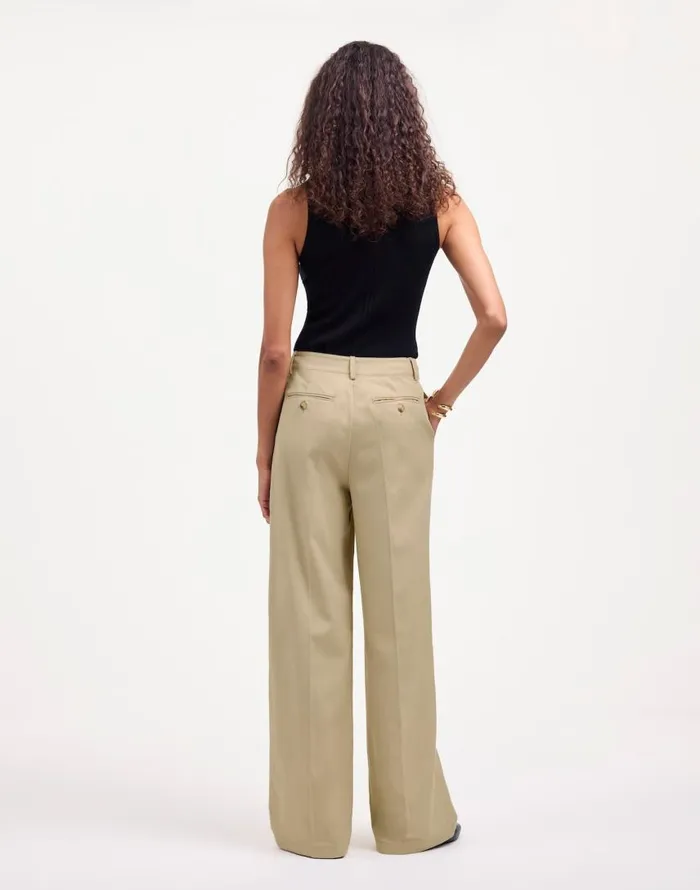 Pants Women Madewell The Harlow WideLeg Pant In Drapey Twill Vintage Khaki